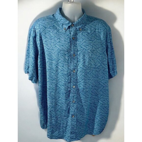 Southern Tide Mens Abstract Scribble Short Sleeve Button Down Linen Shirt 2XL - Picture 9 of 9